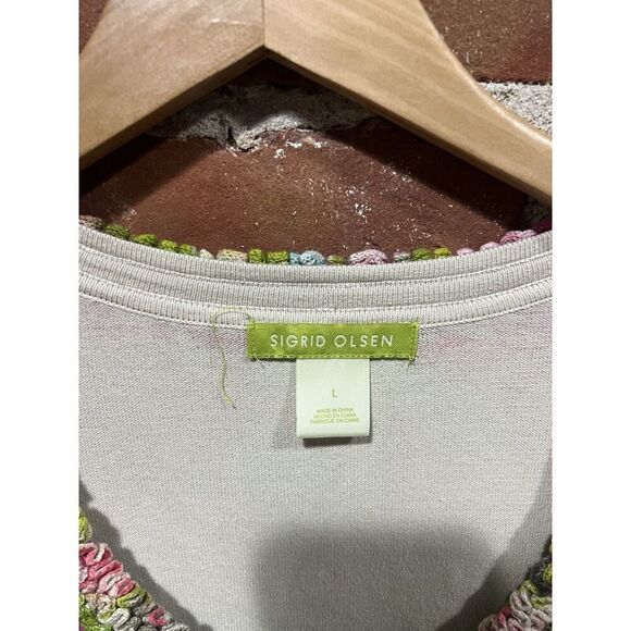 Sigrid Olsen Womens Green Long Sleeve Floral Cardigan Size Large - Picture 3 of 4